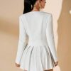 Vestido elegante de manga larga con cuello V y botones frontales - Image 2