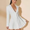 Vestido elegante de manga larga con cuello V y botones frontales - Image 3