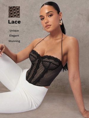 Top corset con encaje de espalda abierta